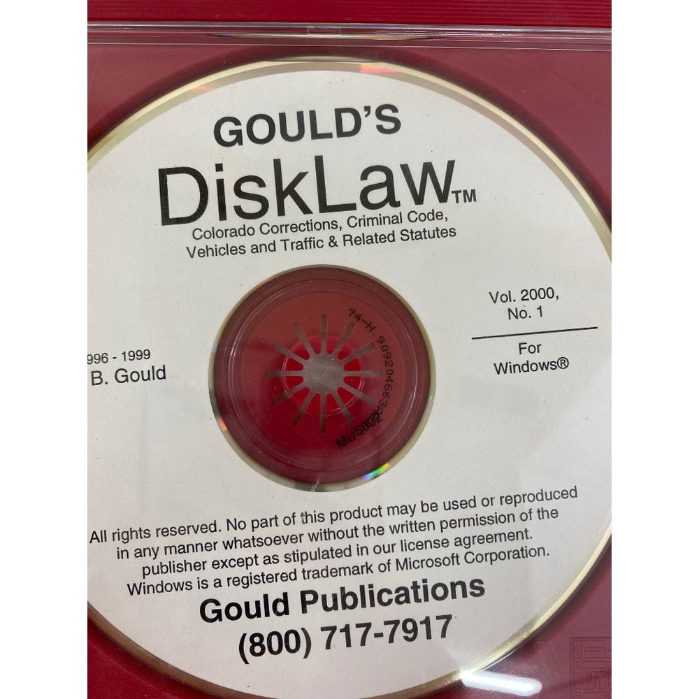 Vintage Gould's Disklaw Colorado Corrections cd